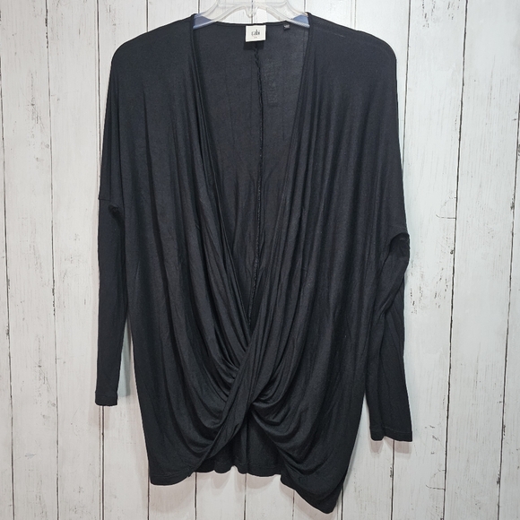 Cabi Women's Black 2-Way Long Sleeve Taylor Wrap Tee Style #3119 Size Small. - Picture 3 of 7